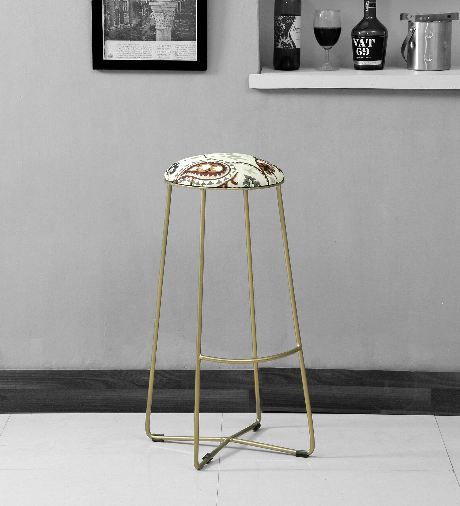 Buy Caden Bar Stool With Metalic Base at 2 OFF by Bohemiana from Pepperfry Pepperfry