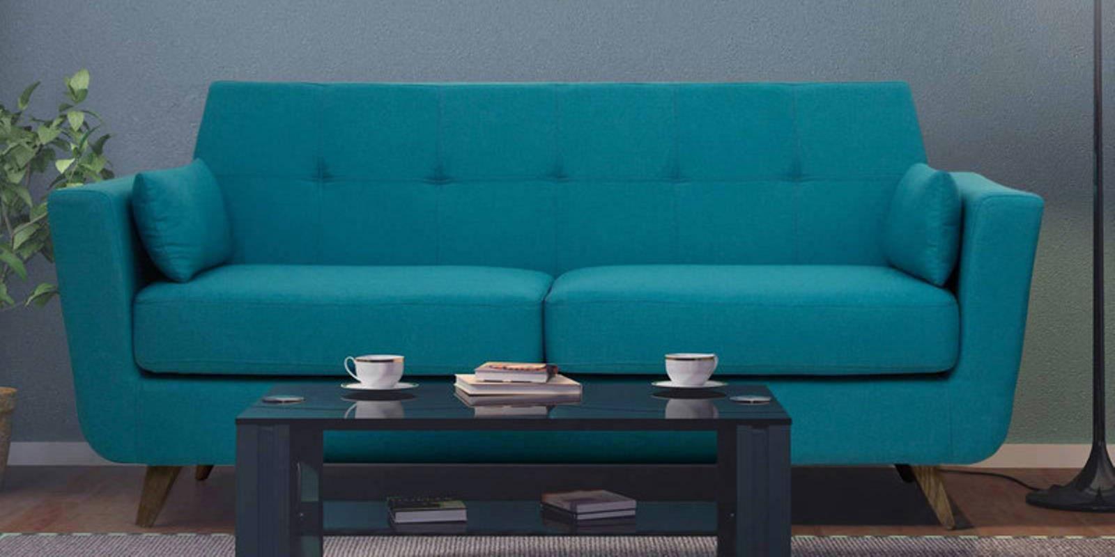 Buy Castello Three Seater Sofa in Tampa Teal Colour on Rent Online