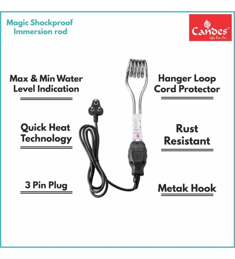 Buy Candes Magic 1000W ISI Mark Shock-Proof Immersion Rod (Black) at 15%  OFF by Candes | Pepperfry