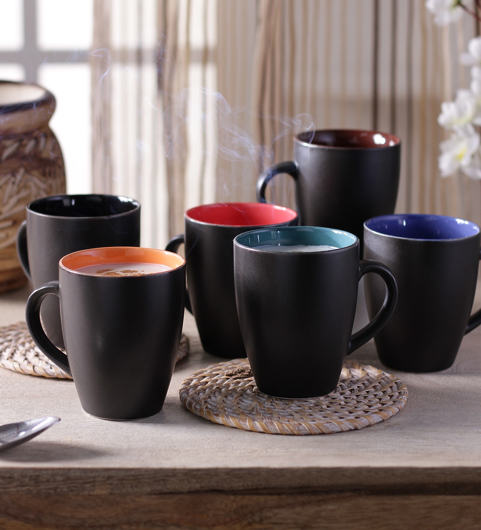 Buy Classic 250ml Black Ceramic (Set of 6) Coffee Mug Online - Coffee ...