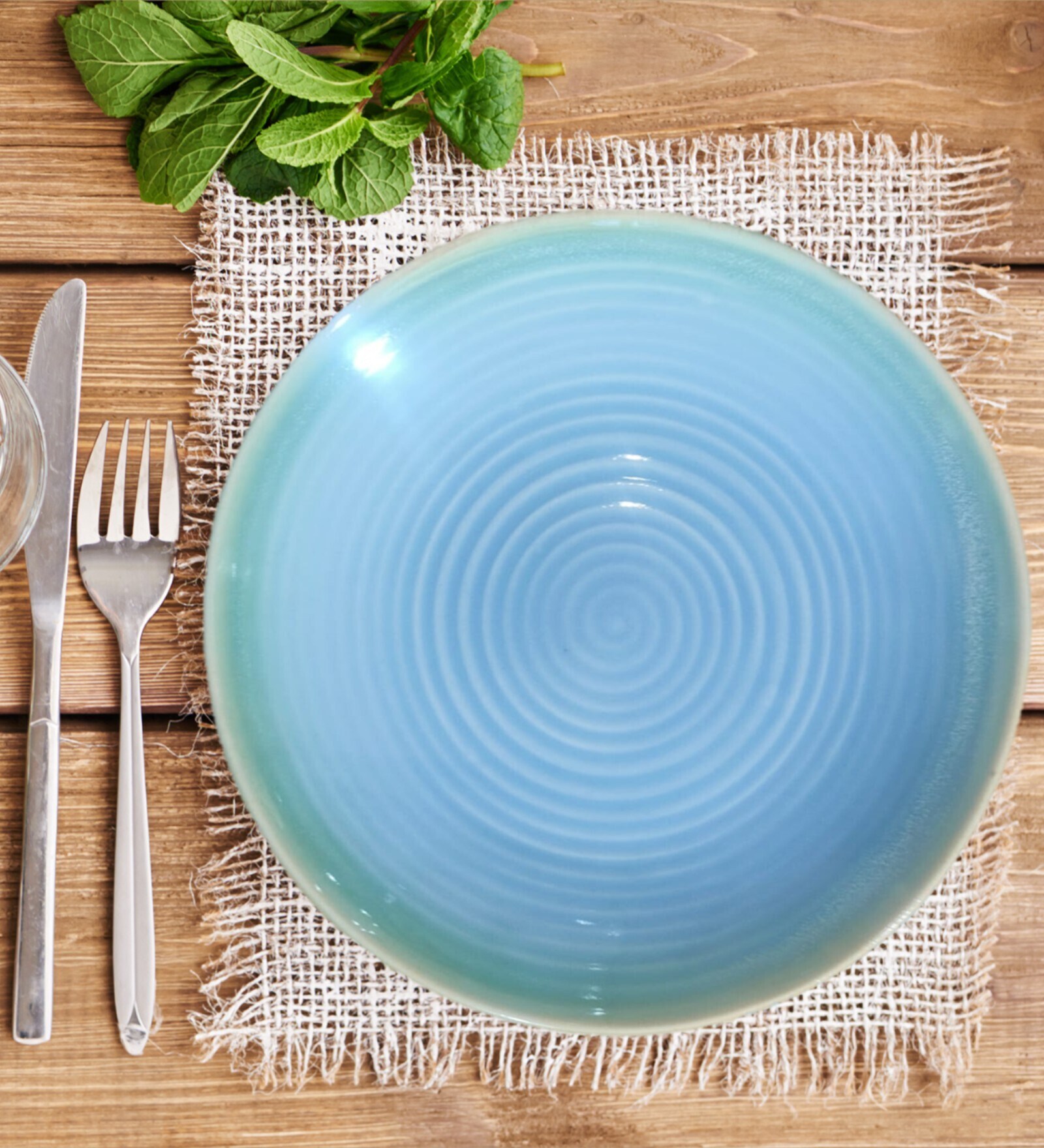 Buy Ceramic Blue Quarter/Snack Plate (Set of 2 ) By Maatikosh at 57