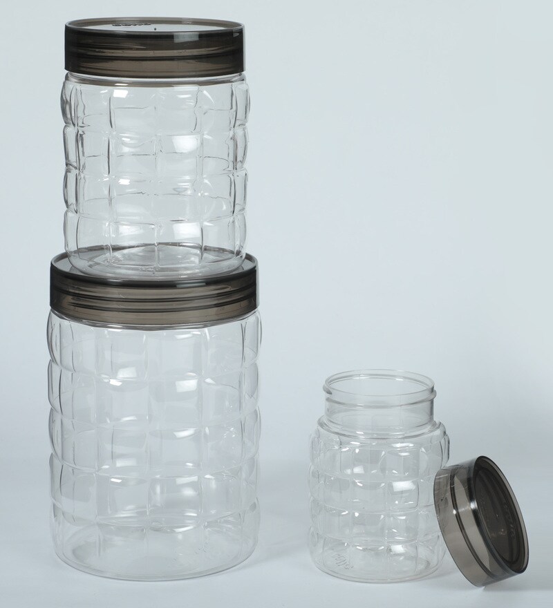 Buy Cello Checkers Transparent Cylindrical Air Tight Canister Set Set