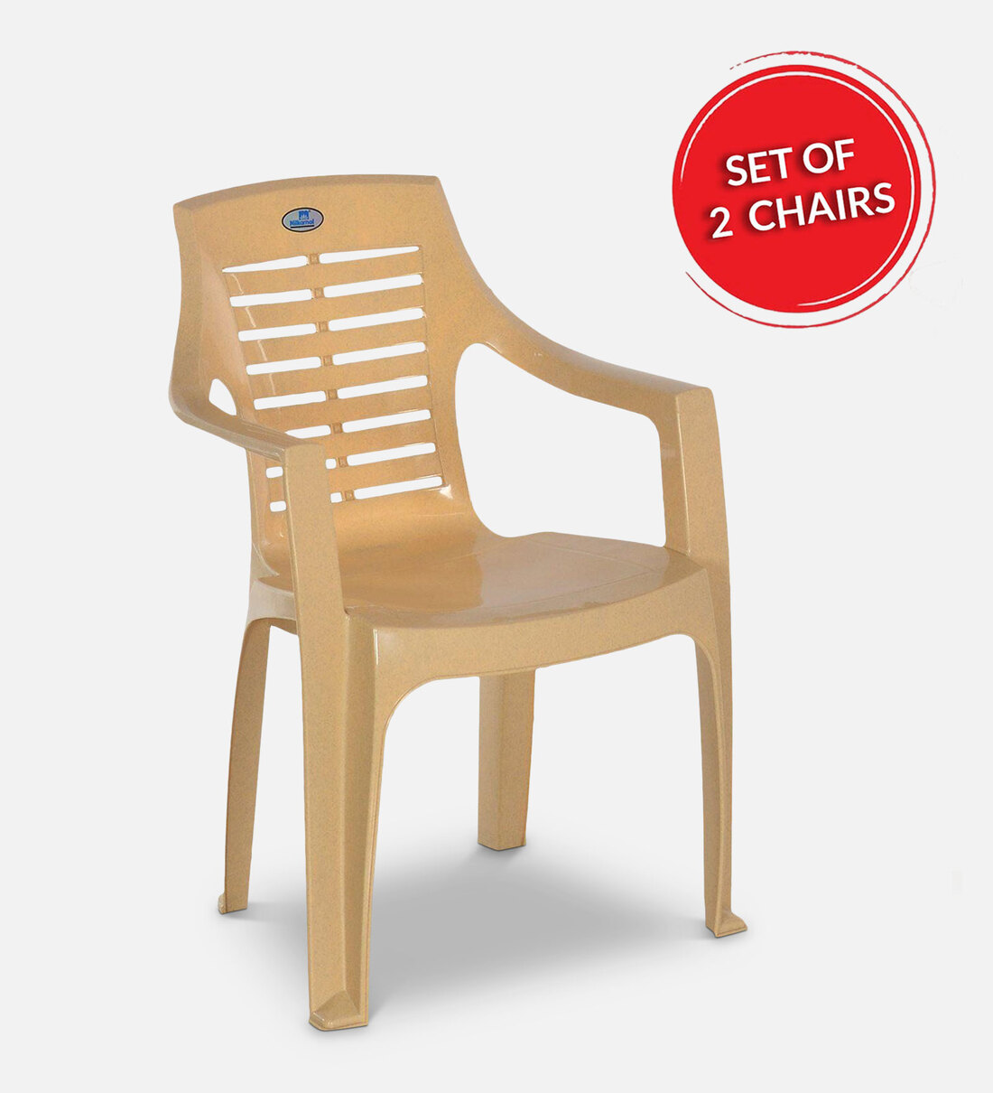 Buy CHR6020 Plastic Chair in Marble Beige Finish, Set of 2 at 4 OFF by