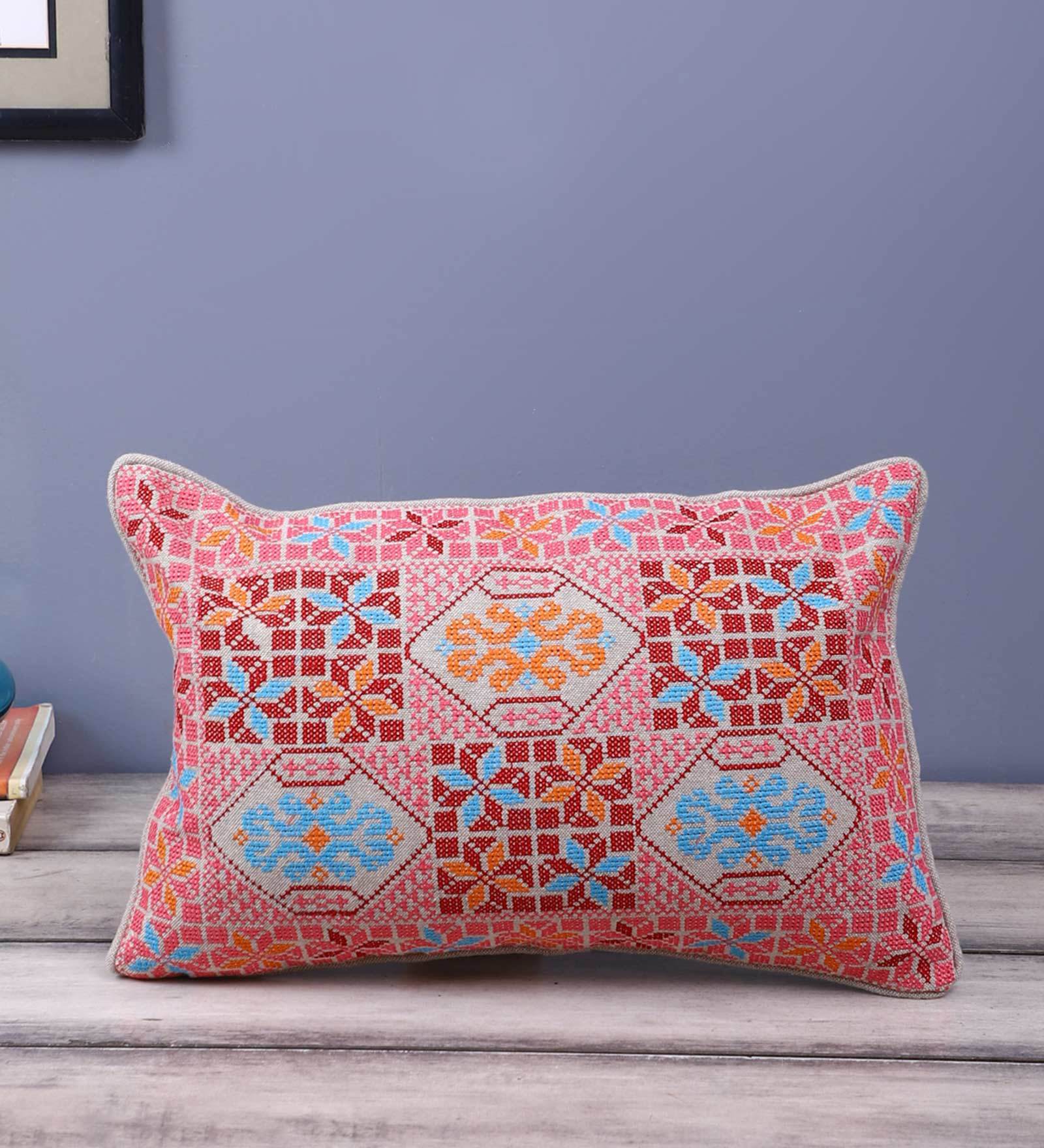 buy-chambray-floral-pattern-18x12-inch-cushion-cover-online-umbrellas