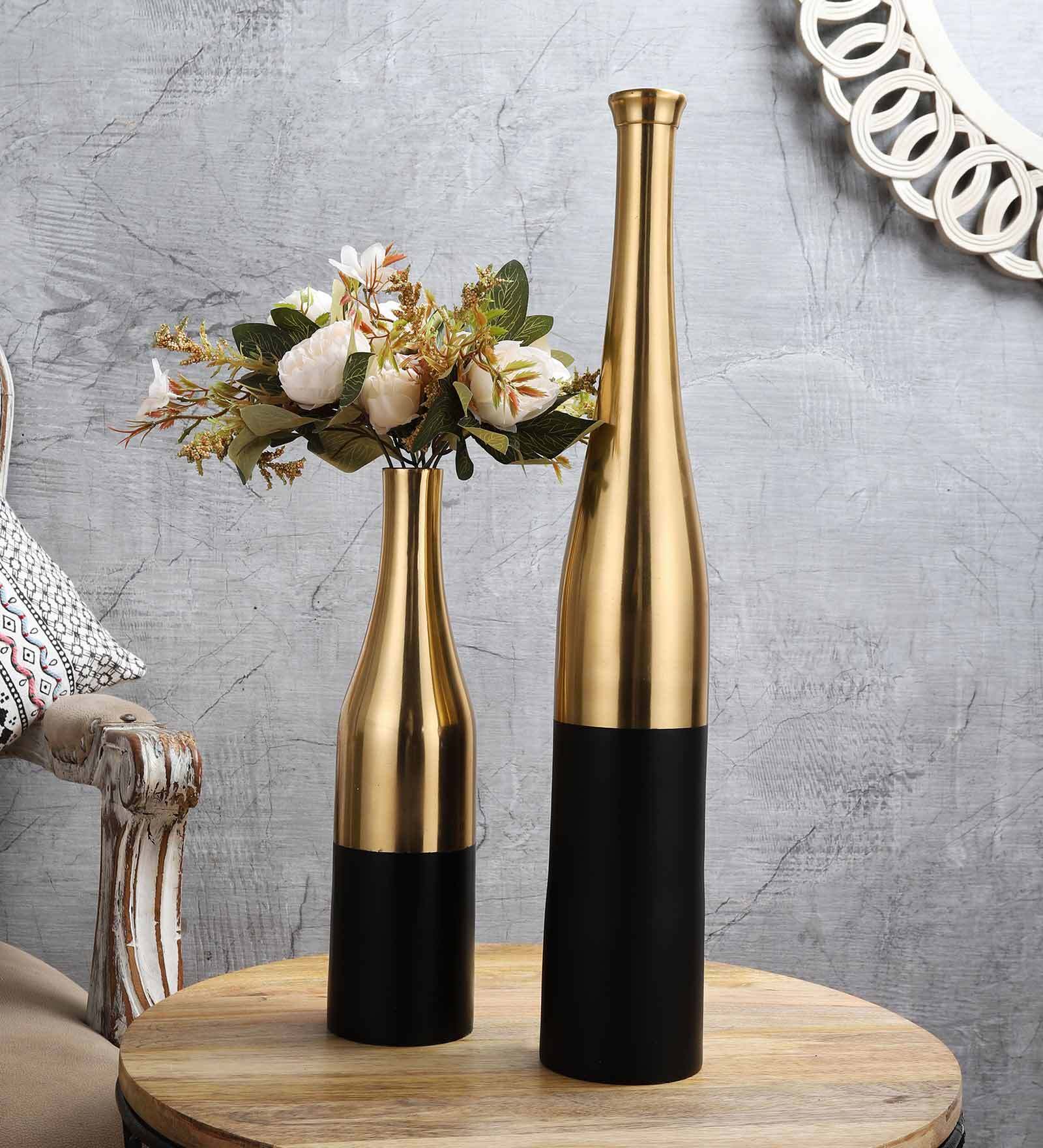 Buy Black And Gold Champagne Large Bottle Vase Set Online Vases Vases Home Decor