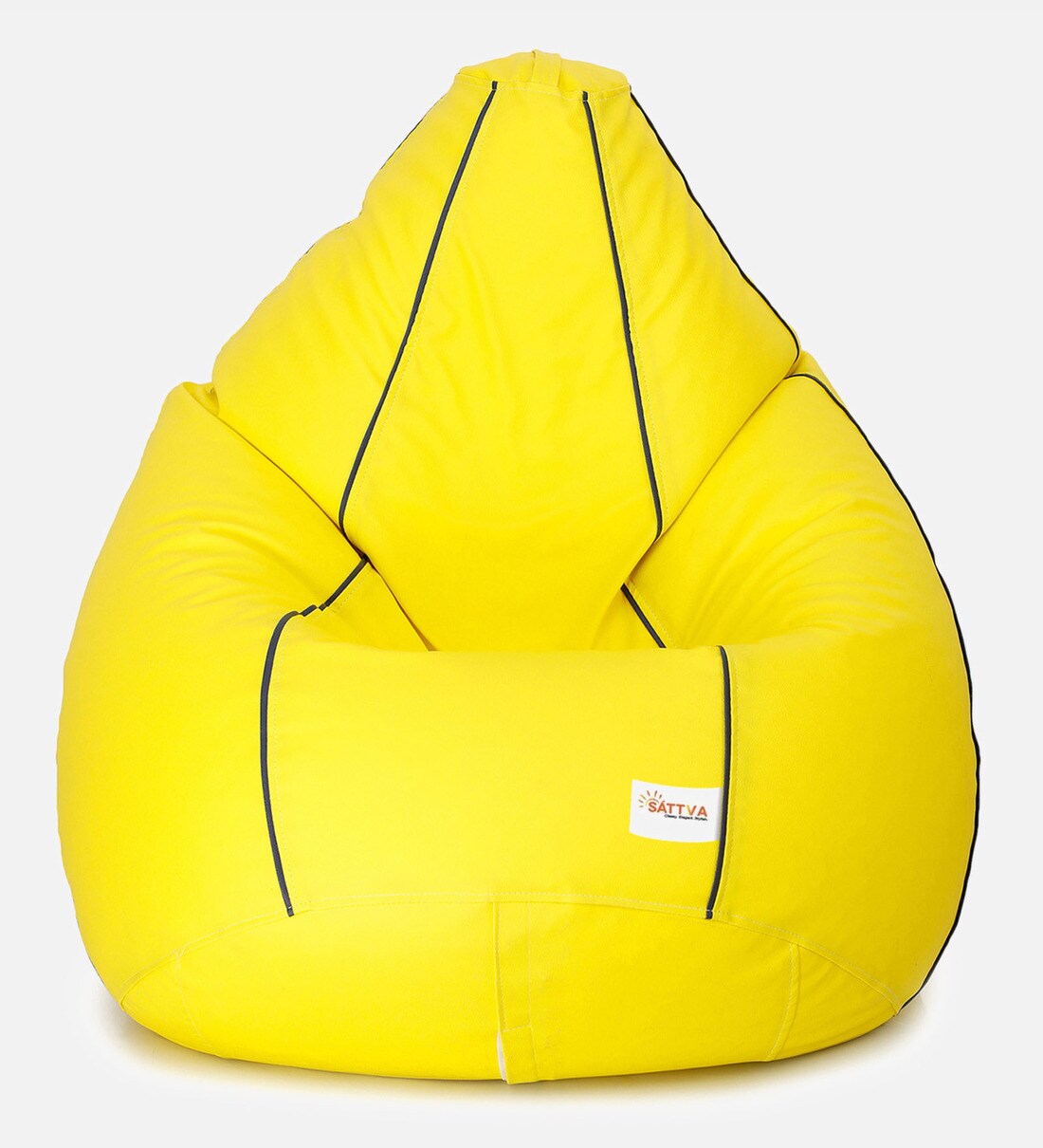 Buy Classic XXL Bean Bag with Beans in Yellow Colour with Navy Blue