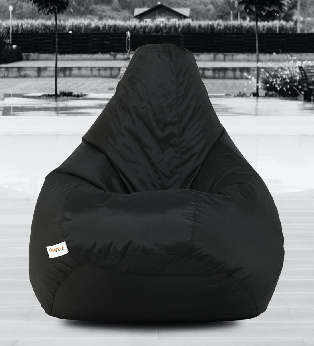 Buy Classic XXXL Fabric Bean Bag with Beans in Black Colour Online