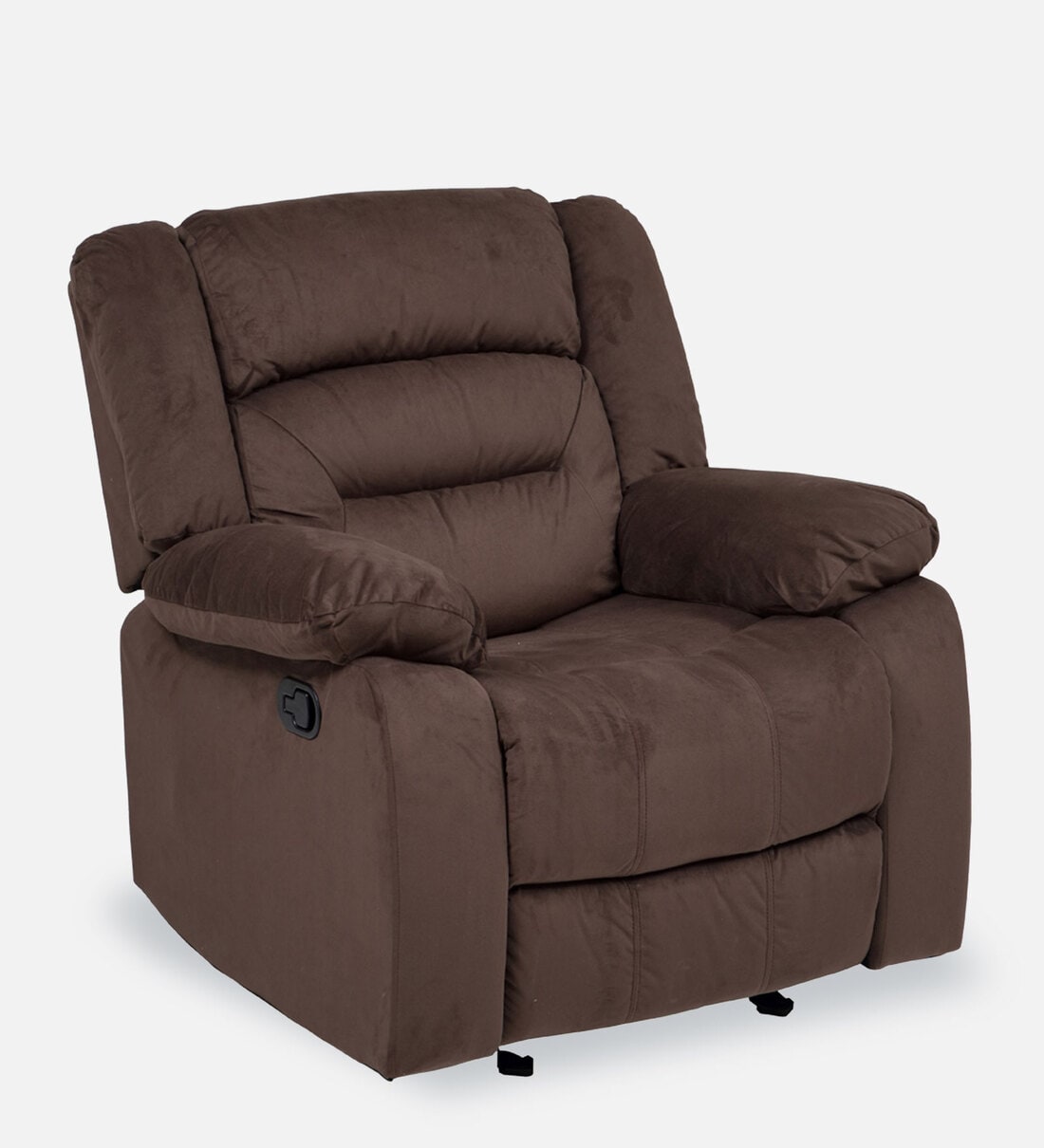 Buy Clinton Fabric Manual 1 Seater Recliner in Dark Brown Colour Online