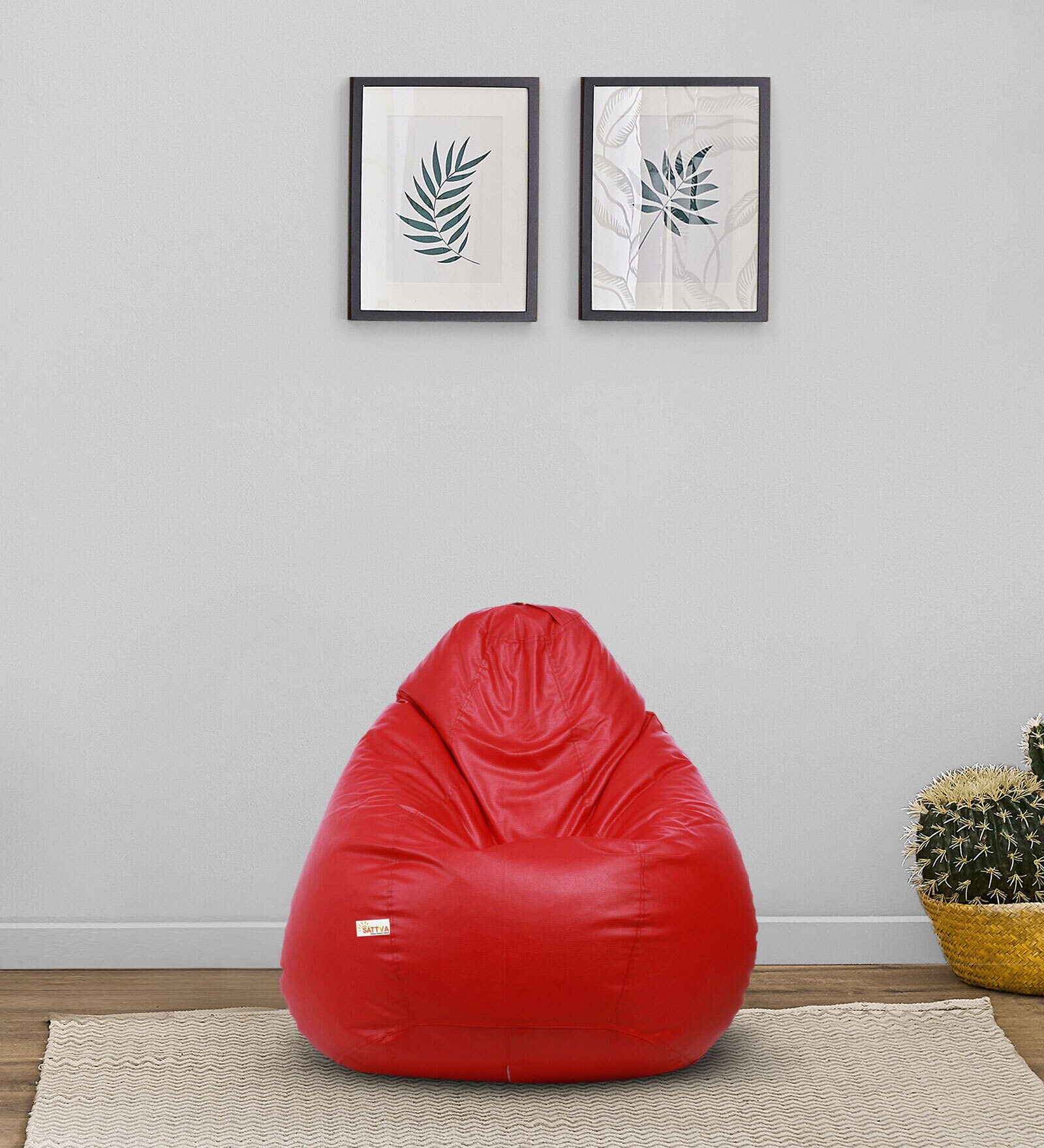 Buy Classic XXXL Leatherette Bean Bag with Beans in Red Colour at 25% ...