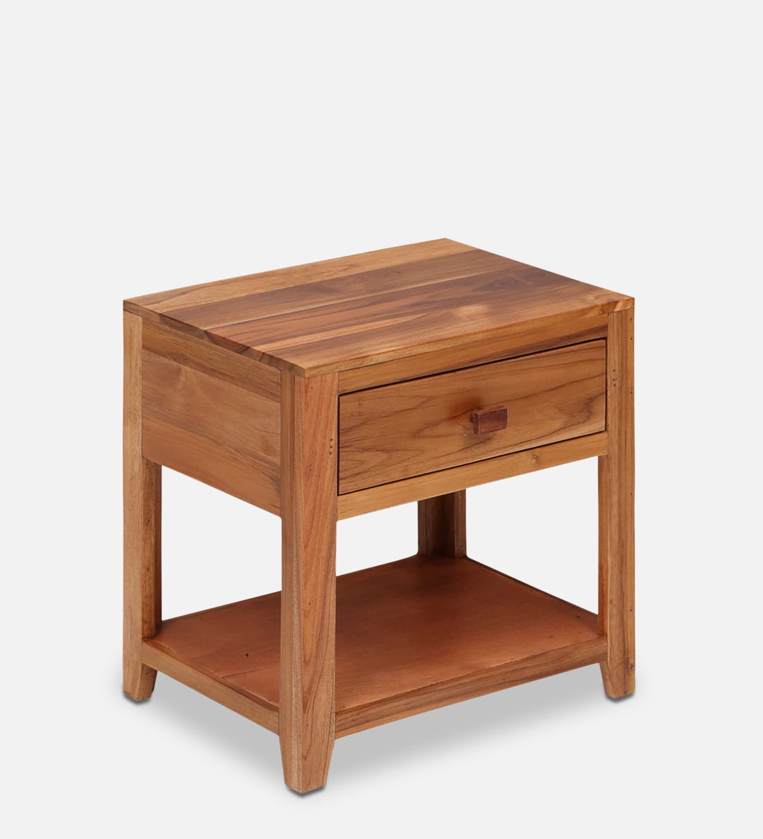 Buy Colson Solid Wood Bedside Table in Teak Finish with Drawer Online Modern Bed Side Tables
