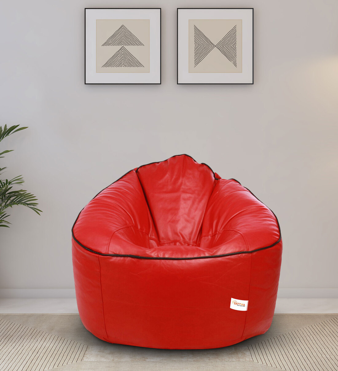Buy Combo Muddha XXXL Leatherette Bean Bag with Beans in Red & Black