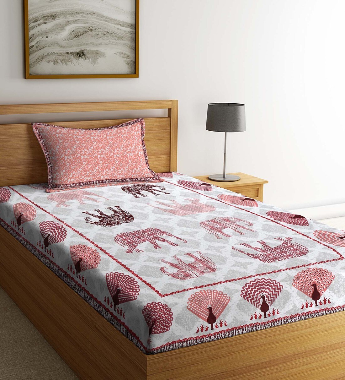 Buy Pink Traditional 144 TC Cotton Blend Single Bed Sized Bed Sheets