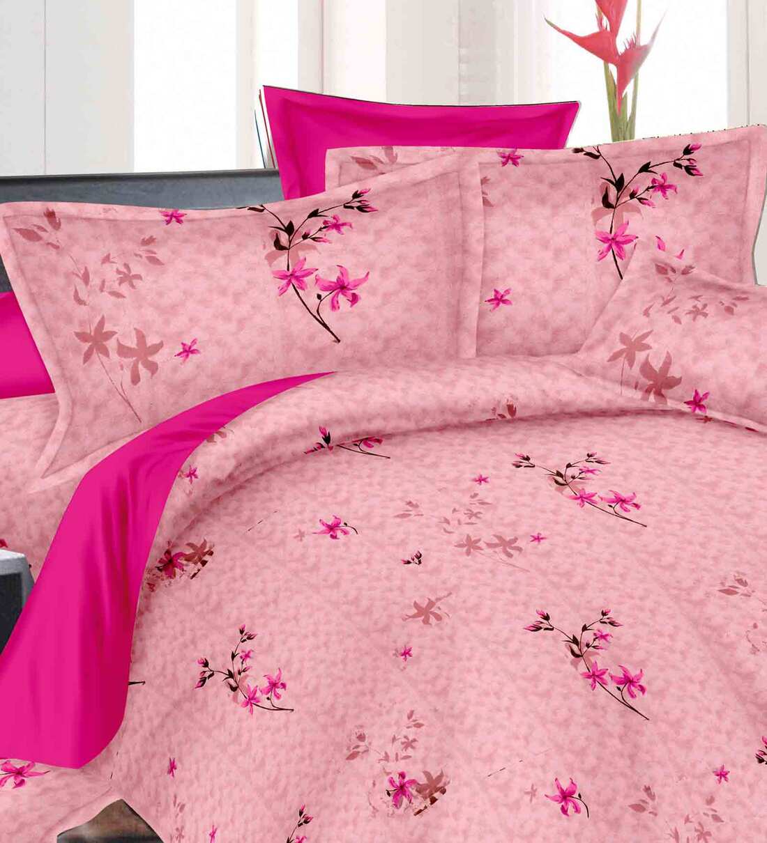 Buy Cotton 210 Tc Super King Bedsheet with 2 Pillow Cover in Brown