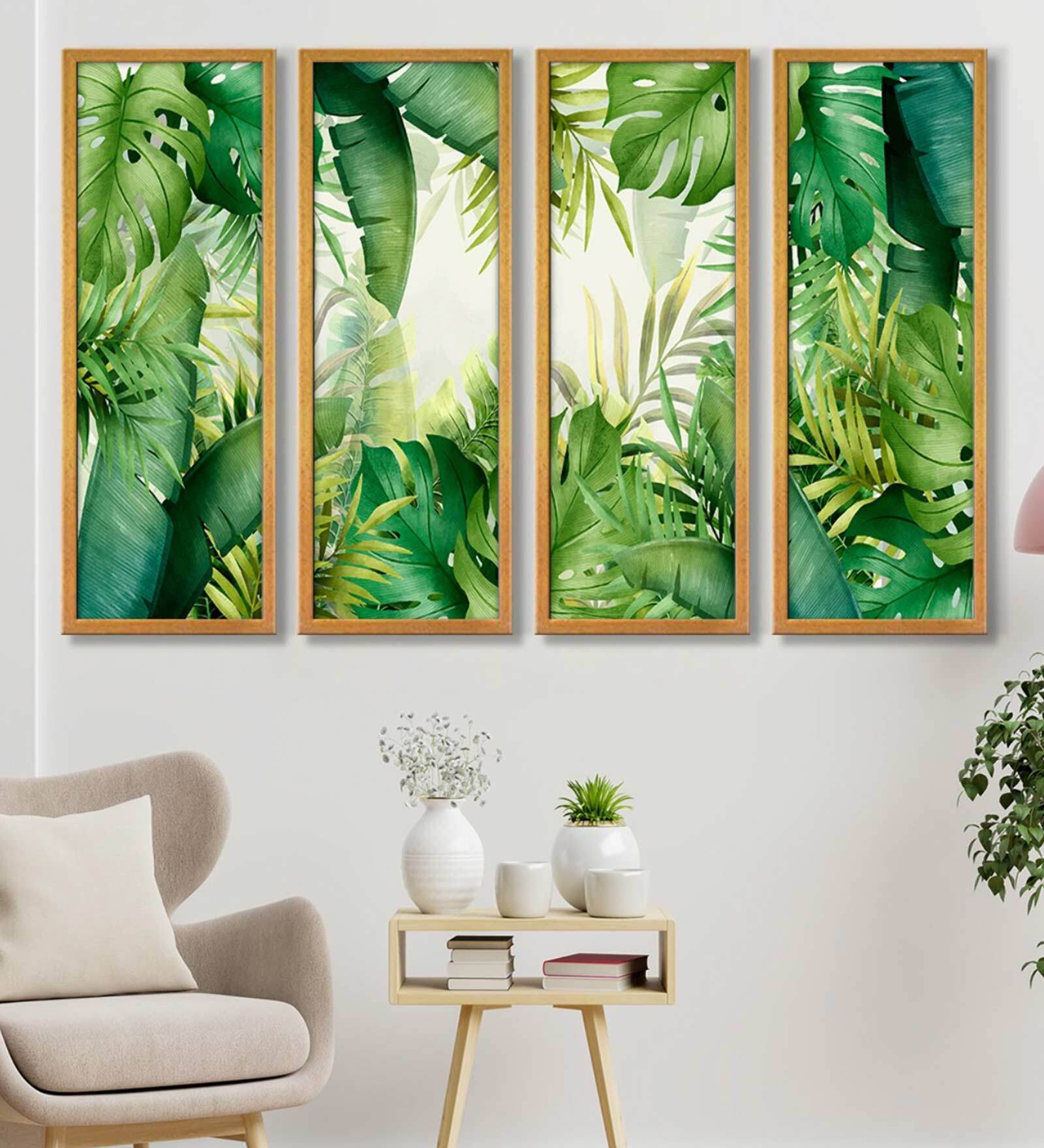 Buy Artistic Multicolour Canvas Framed Landscape Art Panel Set of 4 at