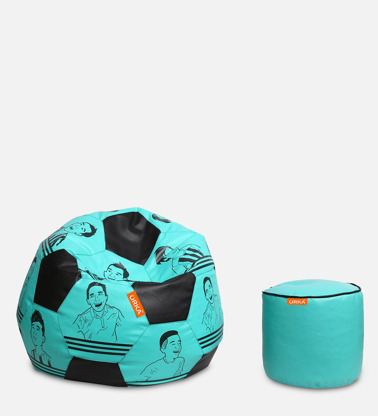 Buy Combo Digital Printed XXXL Bean Bag & Poufee with Beans in Blue