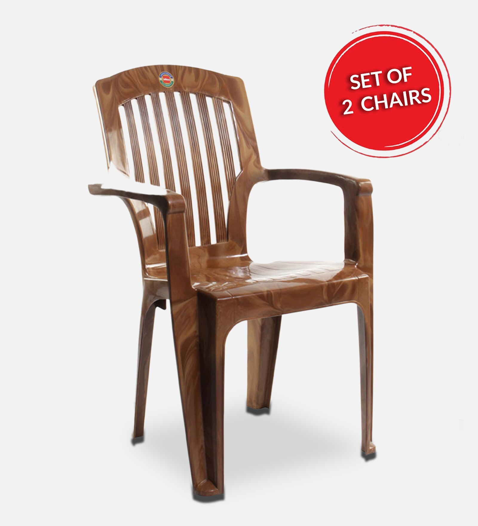 Buy Commander (Set of 2) Plastic Chair in Brown Colour by Cello Online