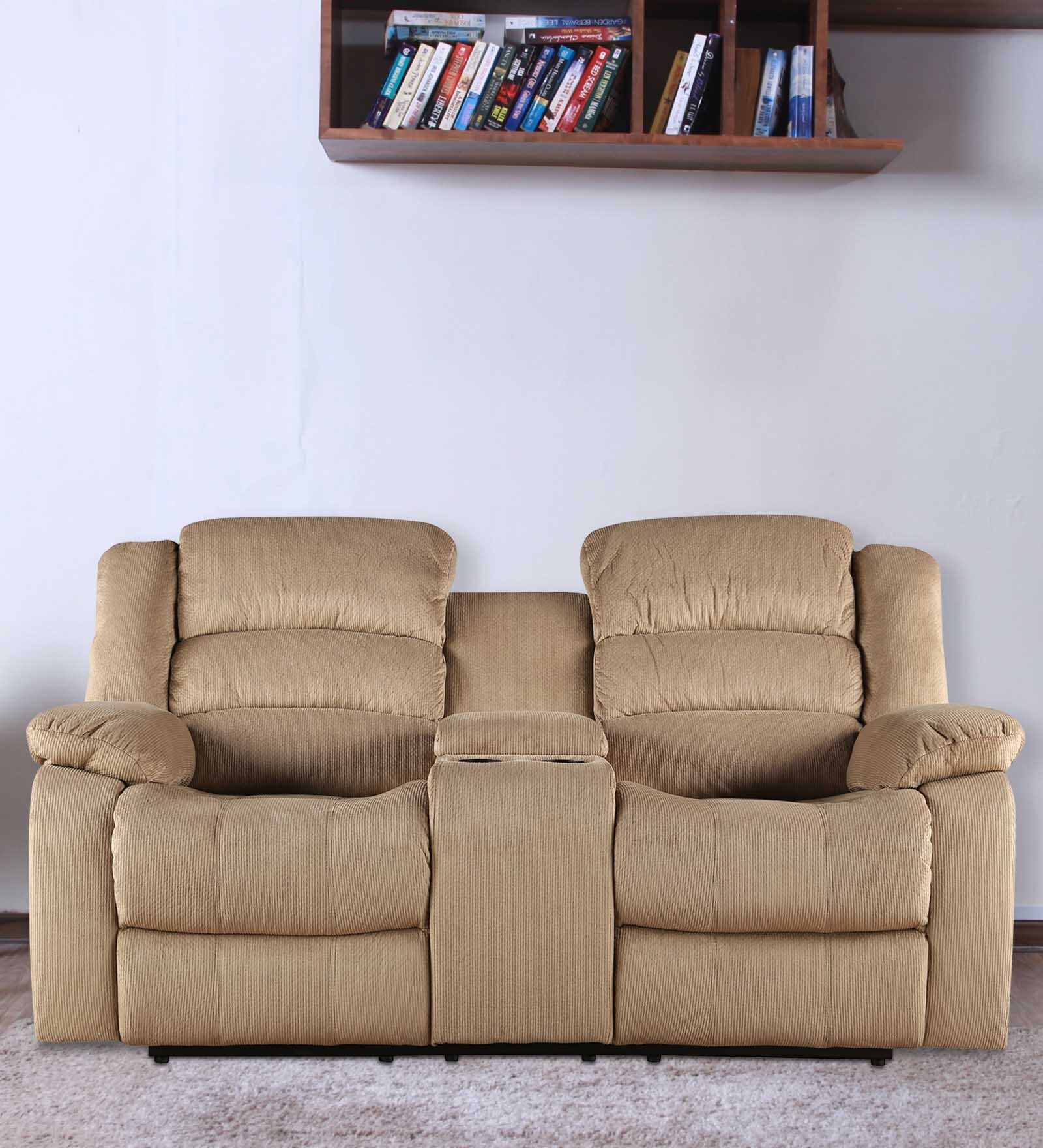 Buy Cove Two Seater Recliner with Cup holders in Mocha Finish by