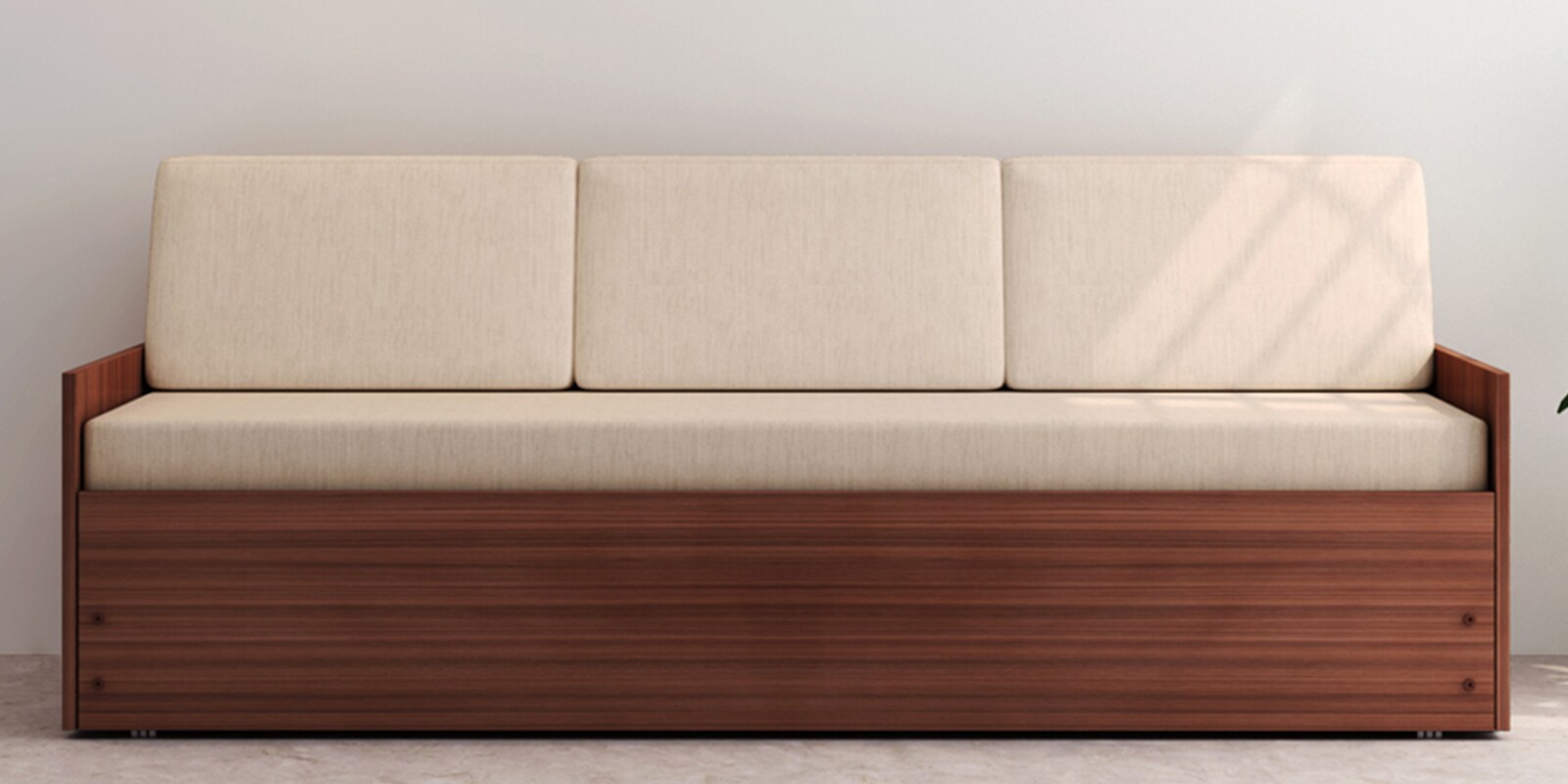 Buy Comet Queen Size PullOut Sofa Cum Bed with Storage & Mattress In Brown Colour at 35 OFF by