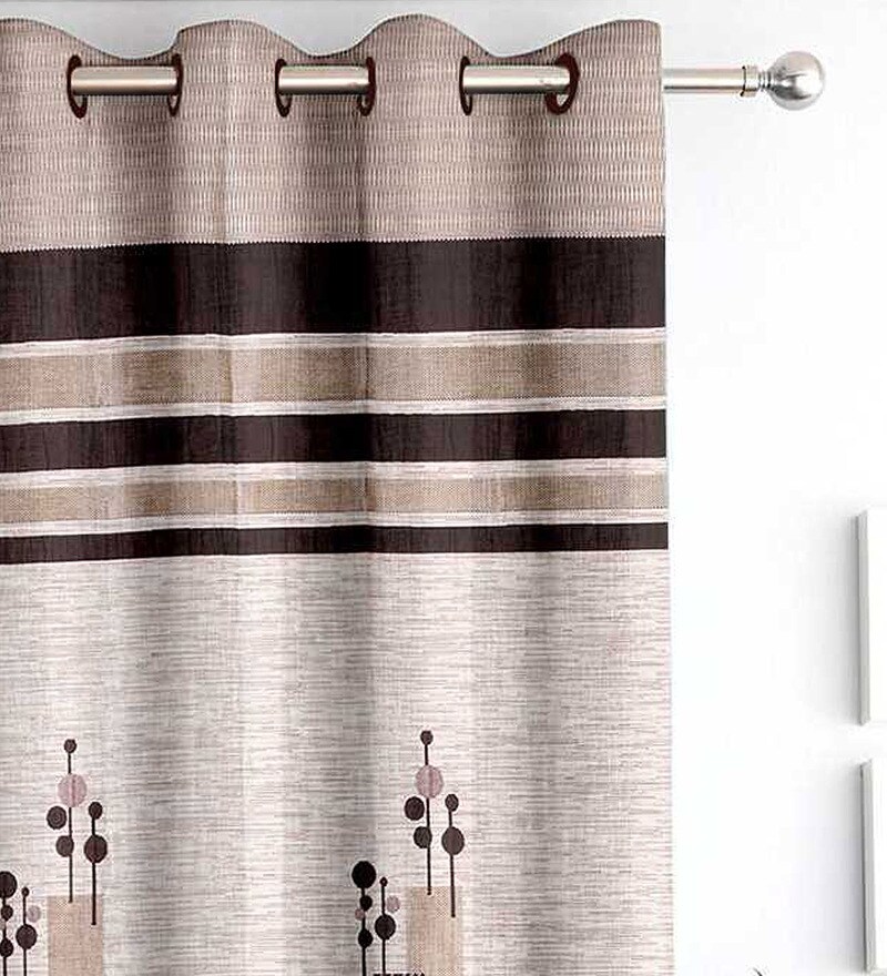 Buy Soma Brown Cotton 90 X 60 Inch Floral Handblock Door Curtain