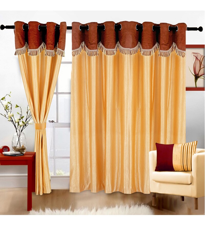 Buy Home Zaara Carrot Orange Cream Polyester 60 X 48 Inch Window