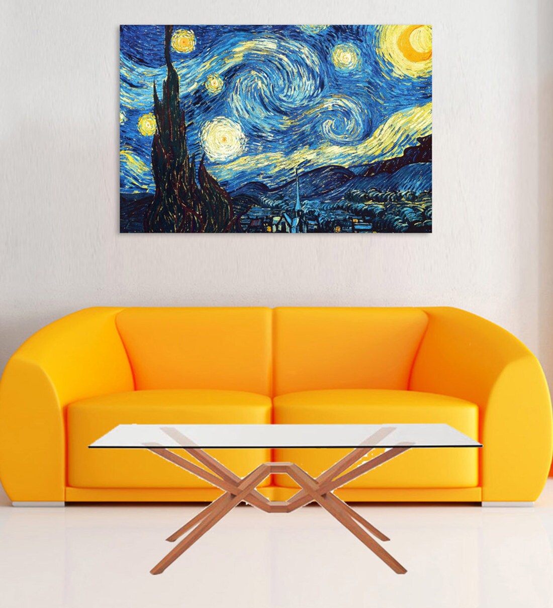 Buy Night Sky In Cream Canvas Framed Art Print (33 x 21 Inches) By