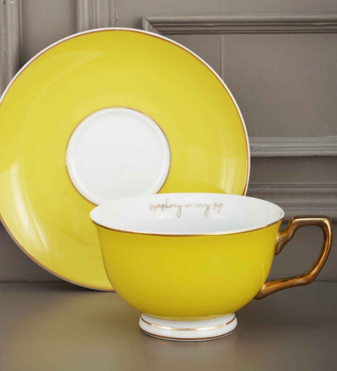 Buy Kai 200ml Yellow & White Porcelain (Set of 2) Tea Cup & Saucer Set