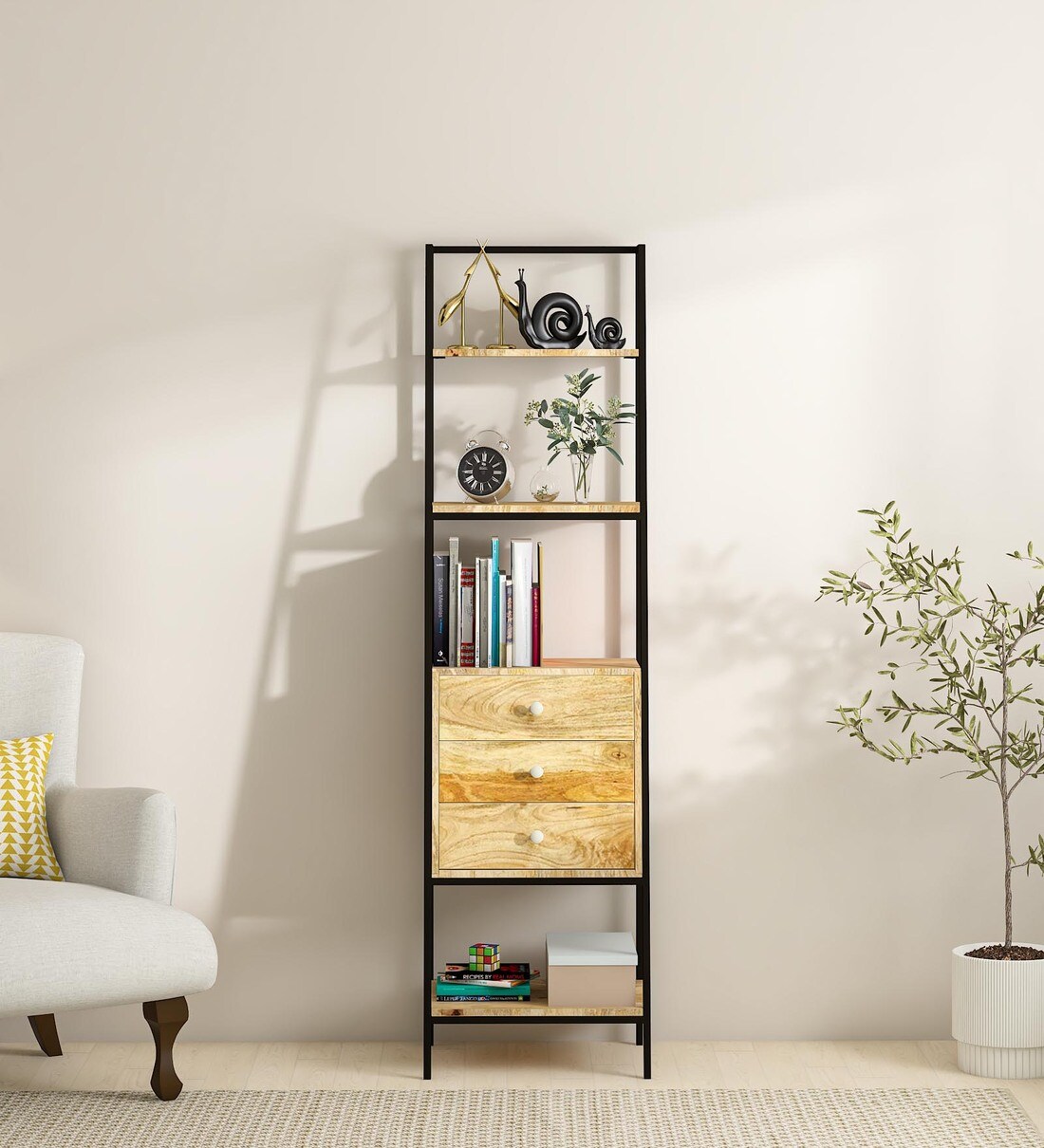 Buy Daniels Solid Wood Book Shelf In Natural Finish Online Eclectic Book Shelves Book
