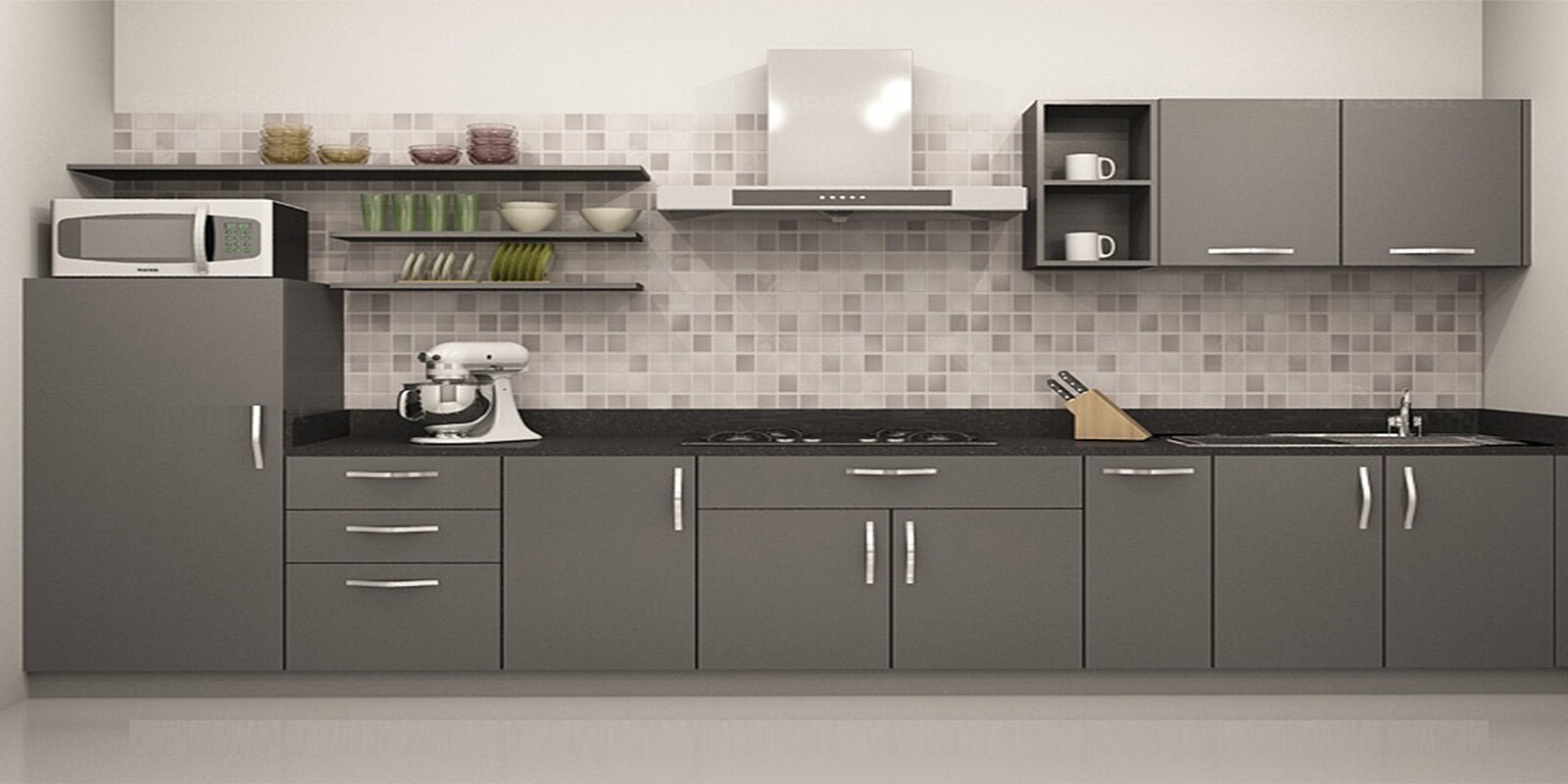 Buy Damaris Straight Modular Kitchen Designed in MDF Online Straight