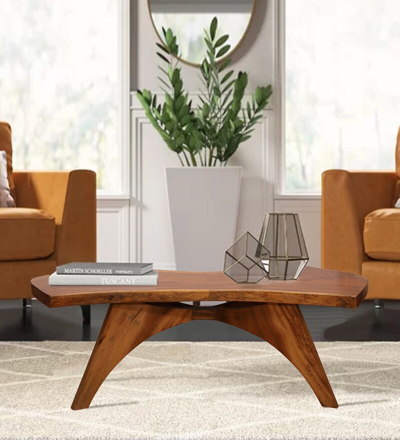 Buy Sheesham Wood Oval Foldable Coffee Table With Kashmiri