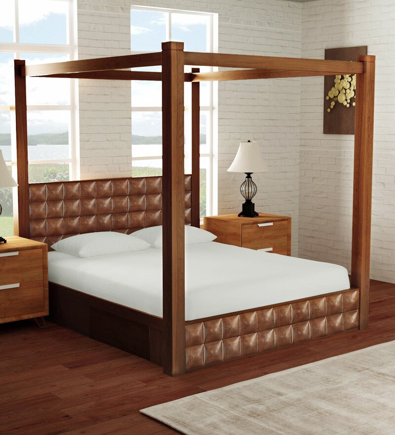 Buy Majestic Canopy Queen Size Poster Bed By Asian Arts Online