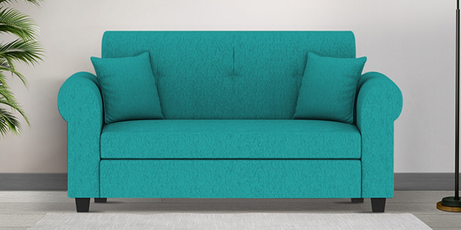 Buy Derado Fabric 2 Seater Sofa in Sea Green Colour Online Rolled Arms 2 Seater Sofas 2