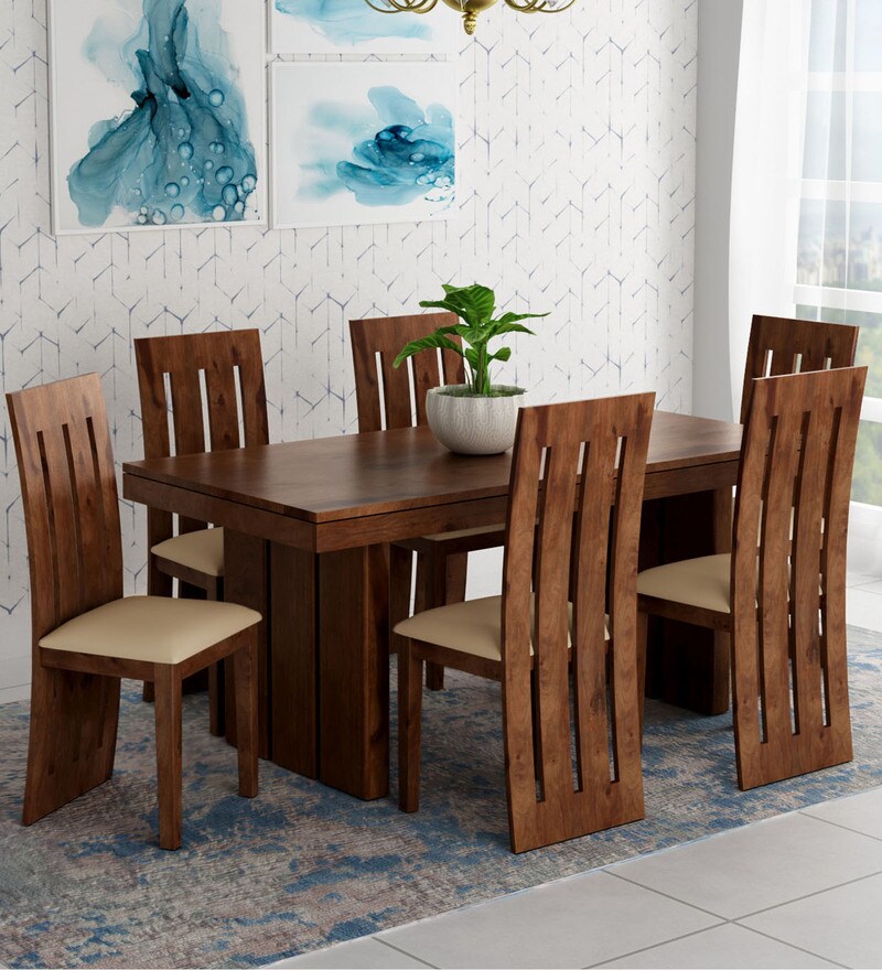 Buy Gresham Barcelona Six Seater Dining Table Set In Mahogany