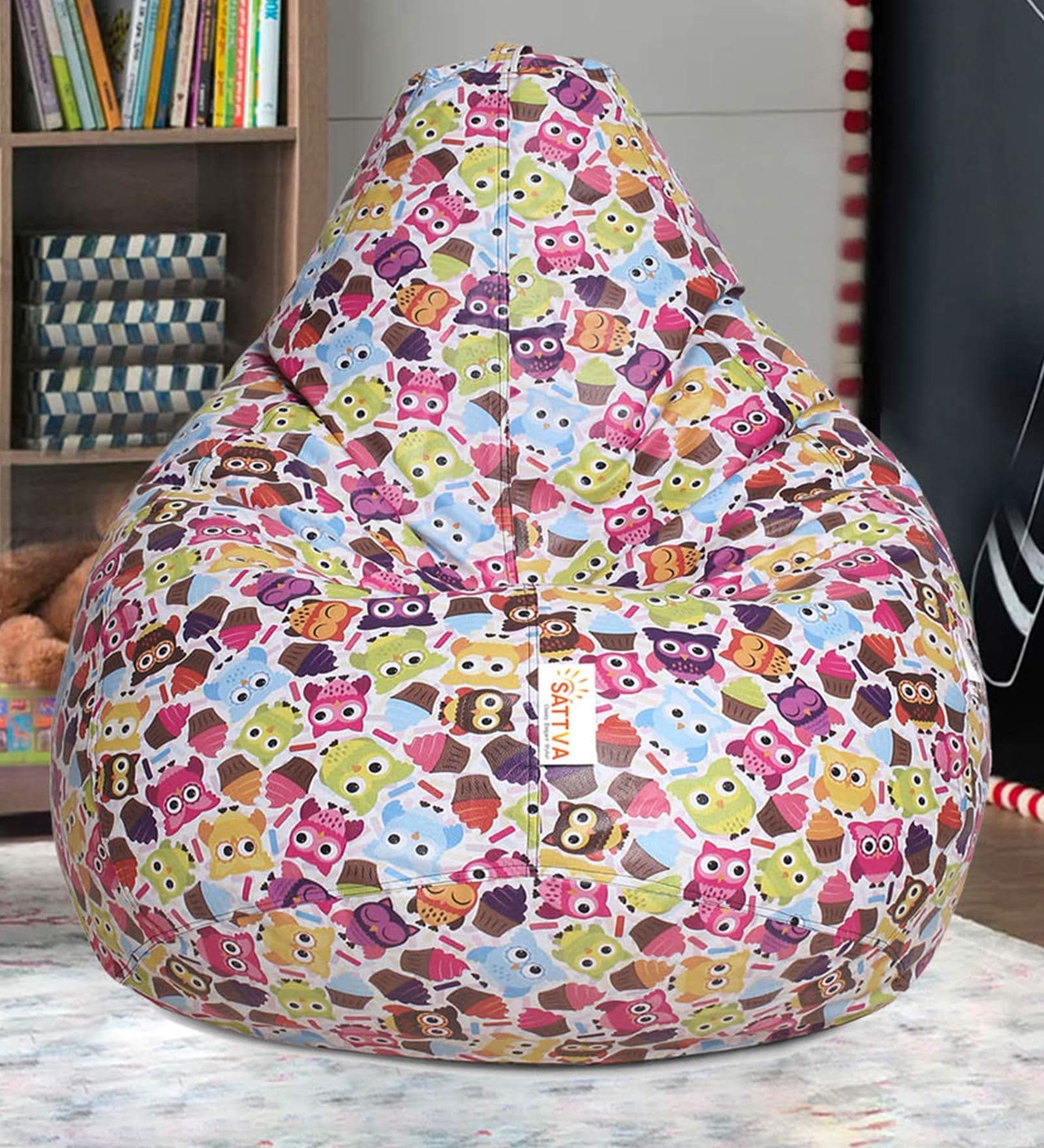Buy Classic Large Leatherette Kids Filled Bean Bag in Owl Print at 17 OFF by Sattva Pepperfry