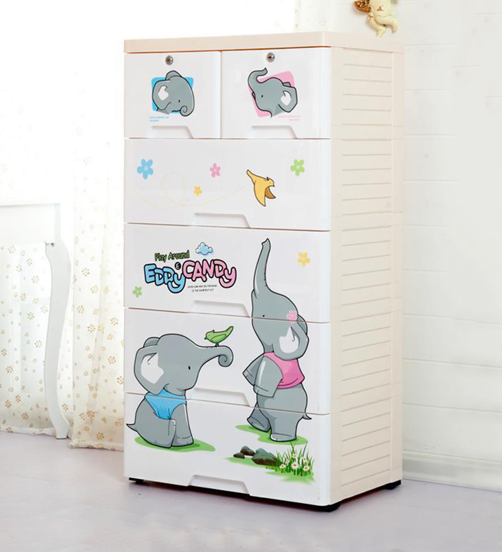 Buy Eddy Candy Baby Elephant Five Layer Chest of Drawers in Beige
