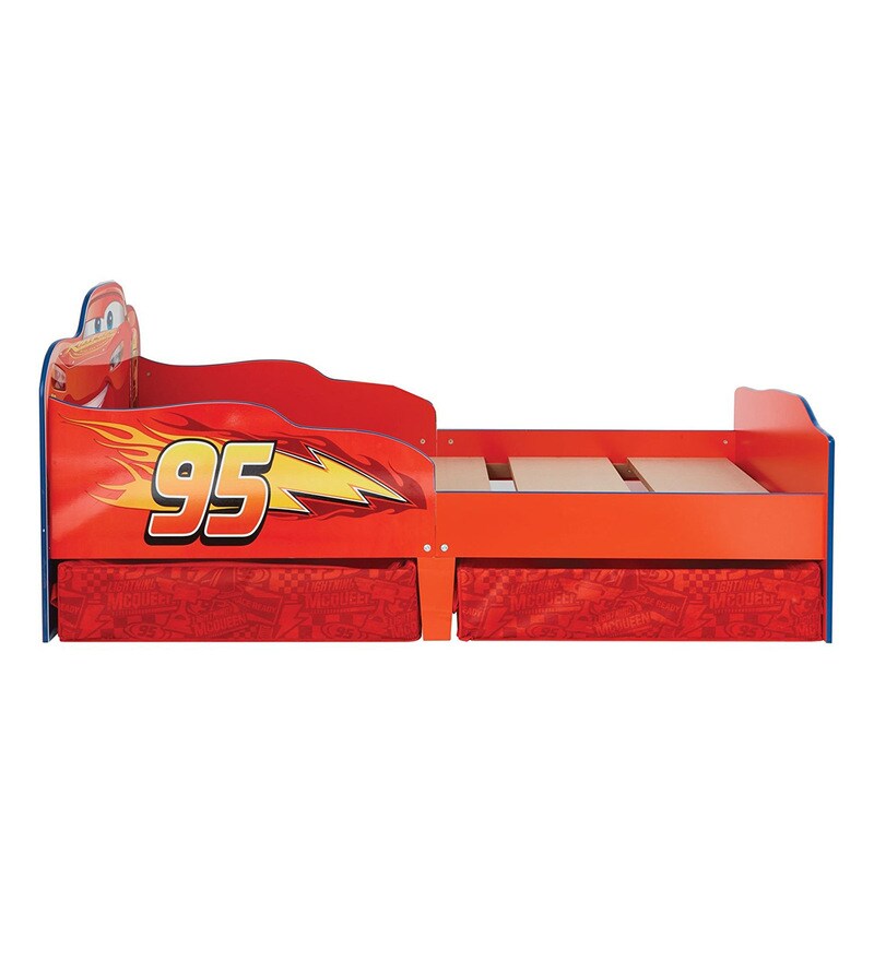 Buy Cars Toddler Bed With Under Bed Drawer Storage In Red Colour