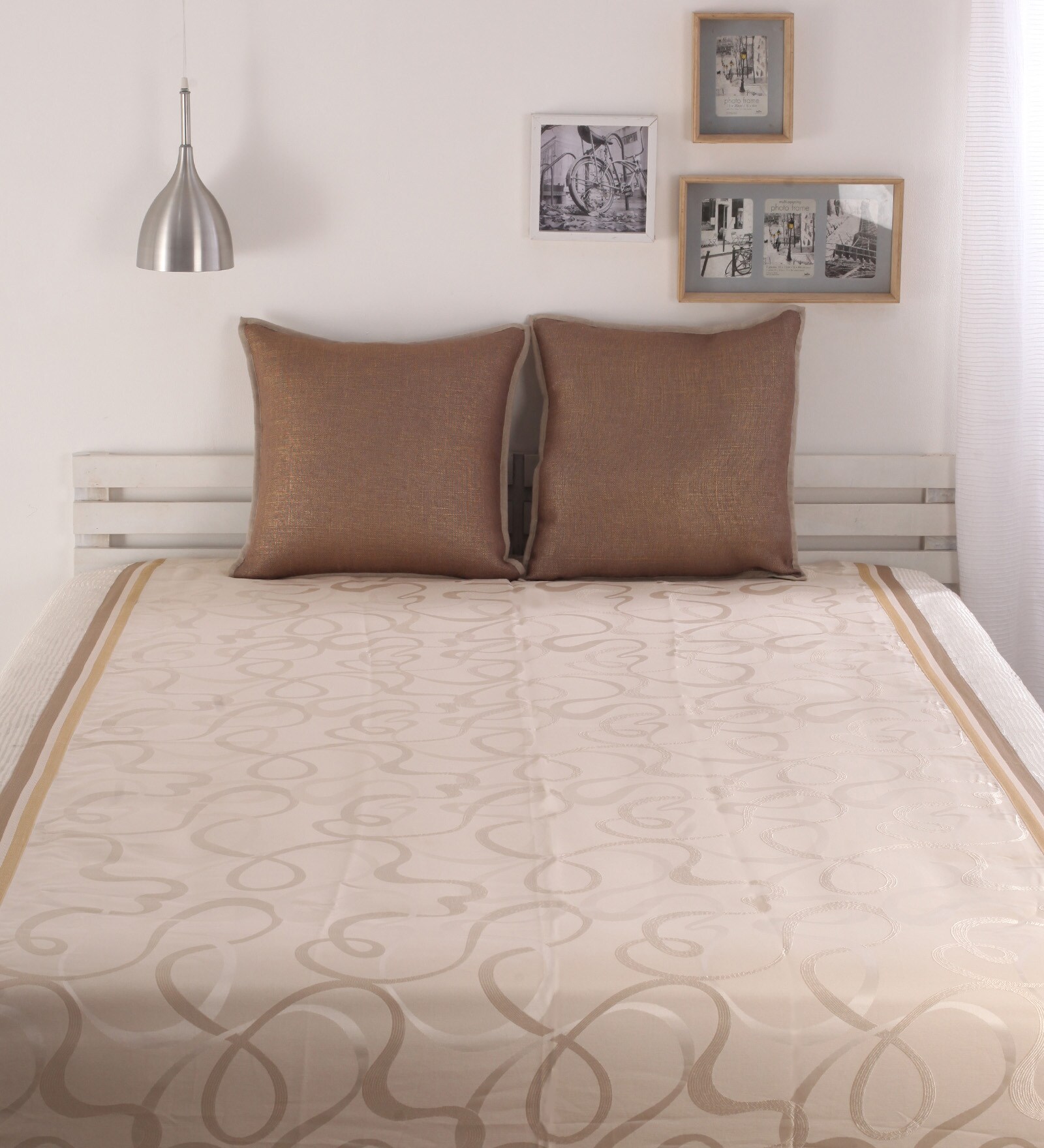 Buy Beige Poly Cotton Bed Cover without Pillow Cover by Dreamscape