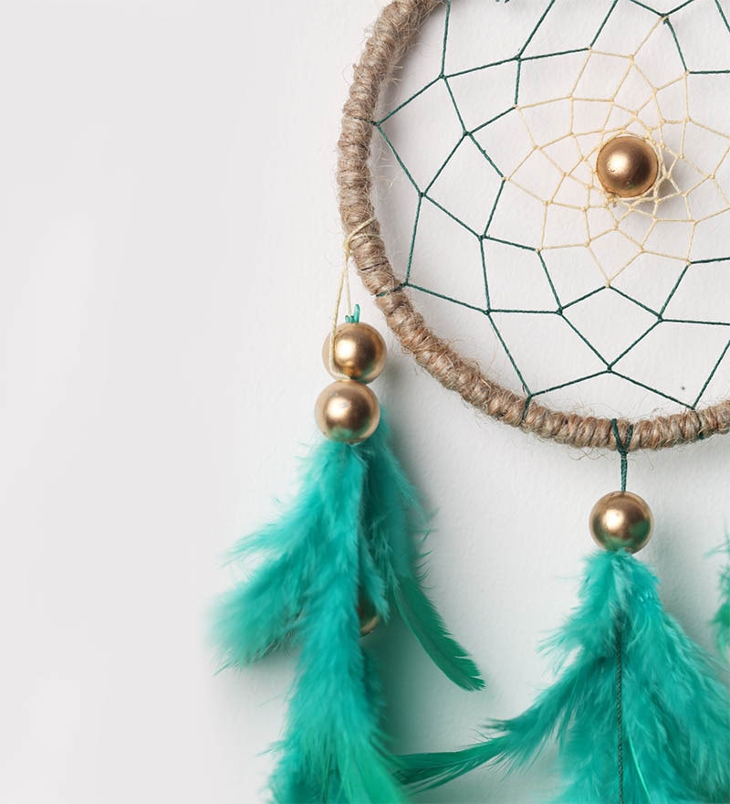 Buy Green Wool Dream Catcher by Rooh Dream Catchers Online Dream