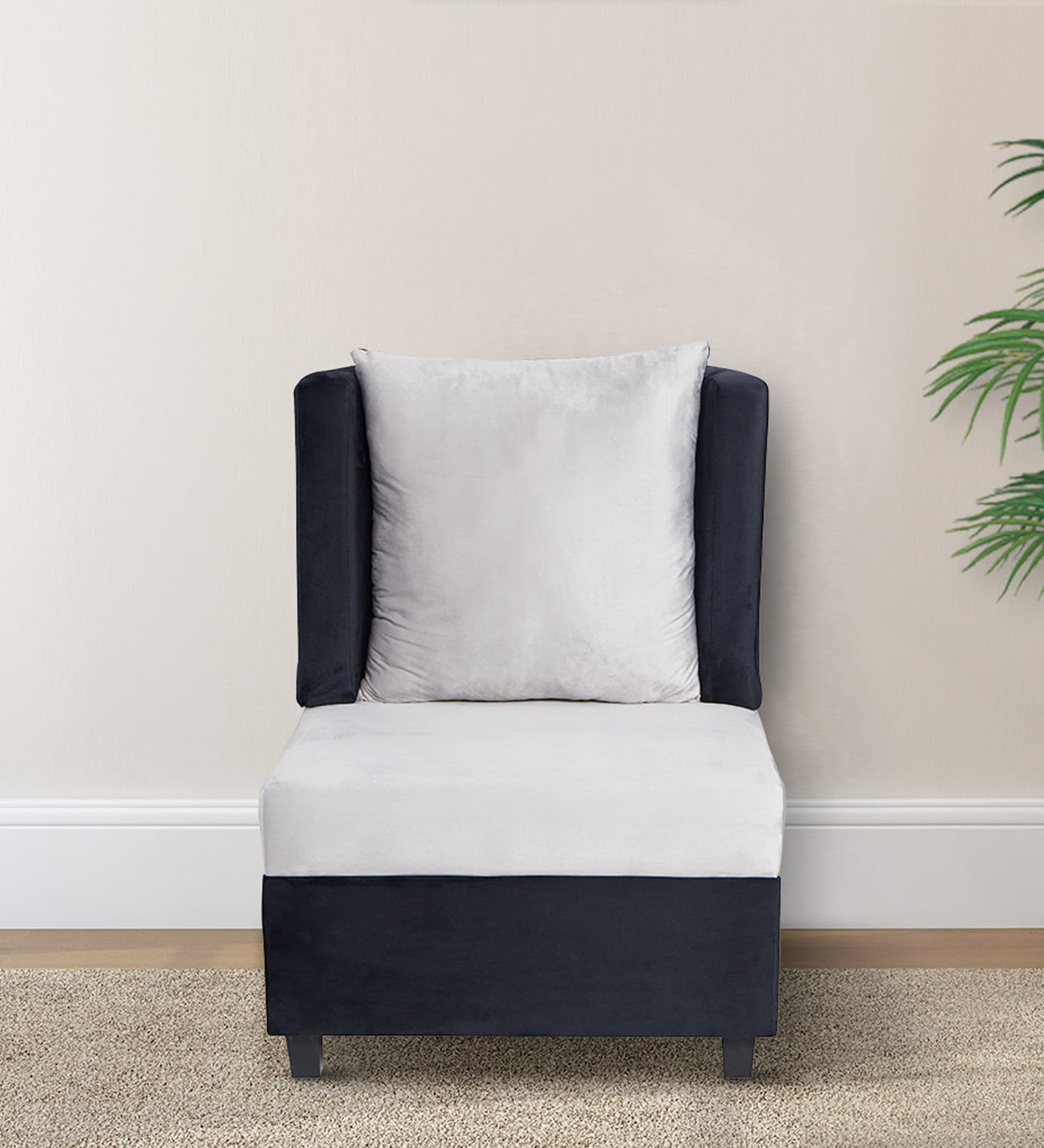 Buy Dublin Fabric 1 Seater Sofa in Light Grey Colour Online Contemporary 1 Seater Sofas 1