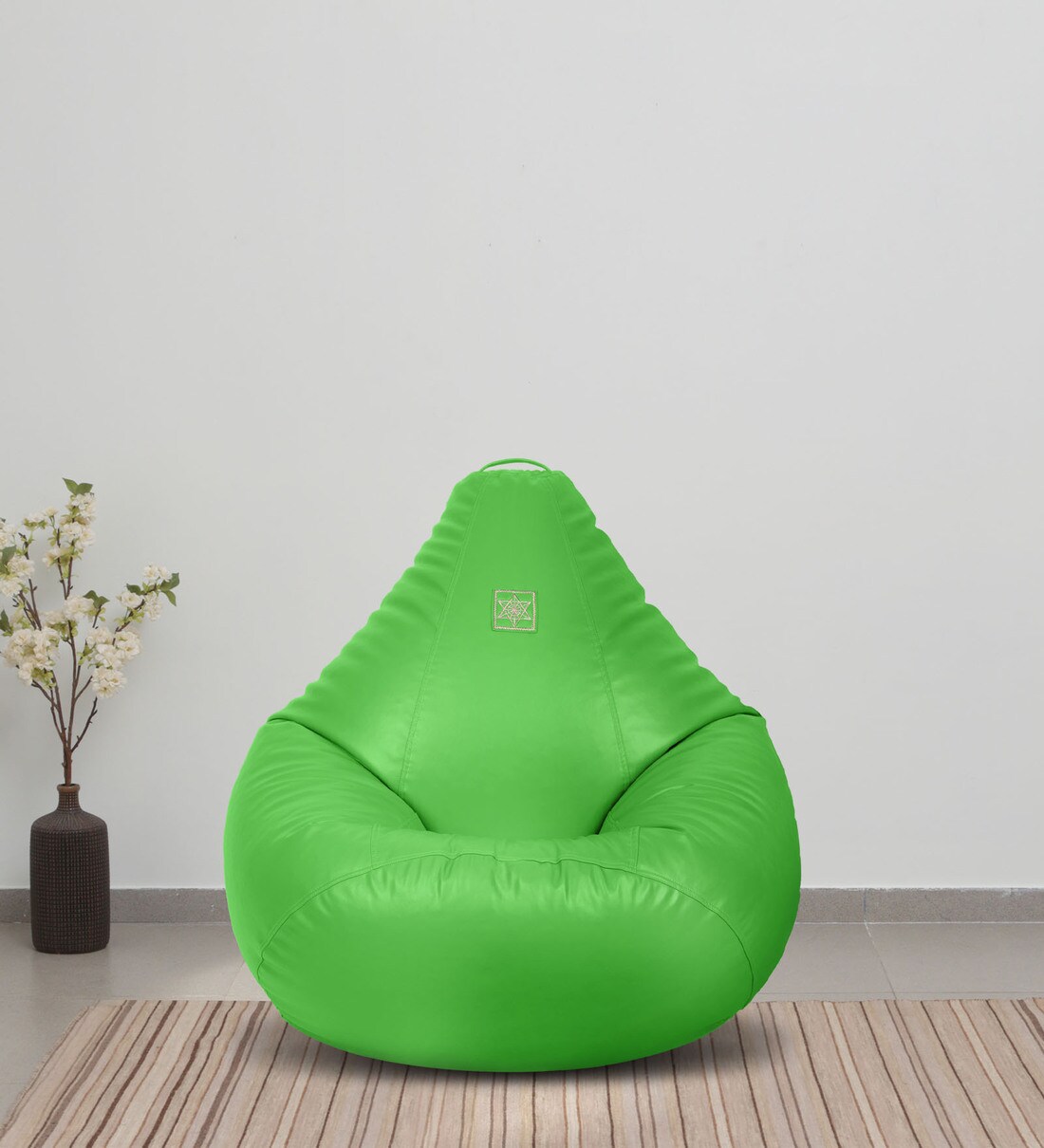 Buy Elegant XXXL Leatherette Bean Bag with Beans in Green Colour Online