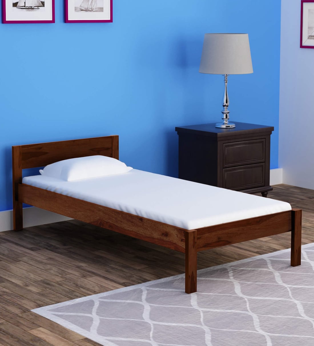 Buy Enkel Solid Wood Single Bed In Provincial Teak Finish Online ...