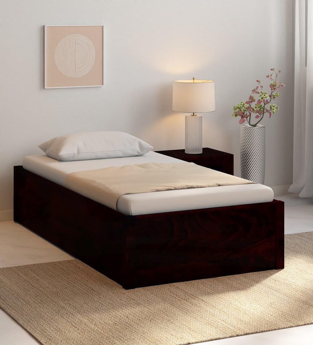 Buy Enkel Sheesham Wood Single Bed In Warm Chestnut Finish With Box