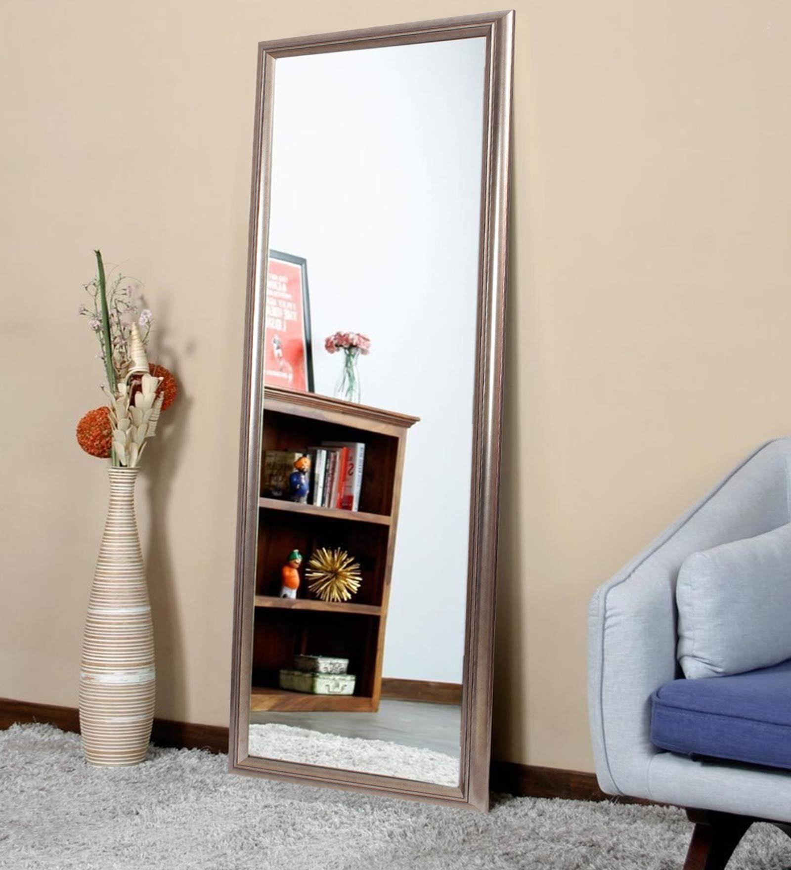 Buy Framed Full Length Wall Mirror In Golden Colour By Zahab at 54% OFF ...