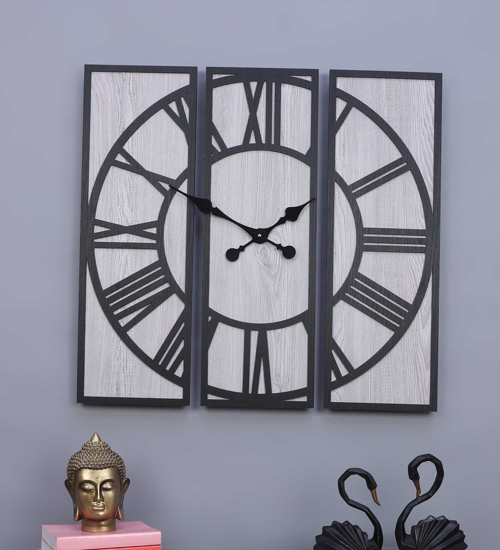 Buy Engineered Wood Wall Clock In Grey By Vardaanya Homes at 55 OFF by
