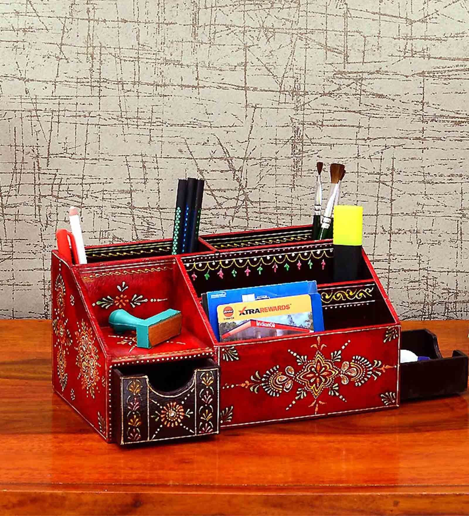 Buy Ethinic Engineered Wood Adaly Desk Organizer Online Desk