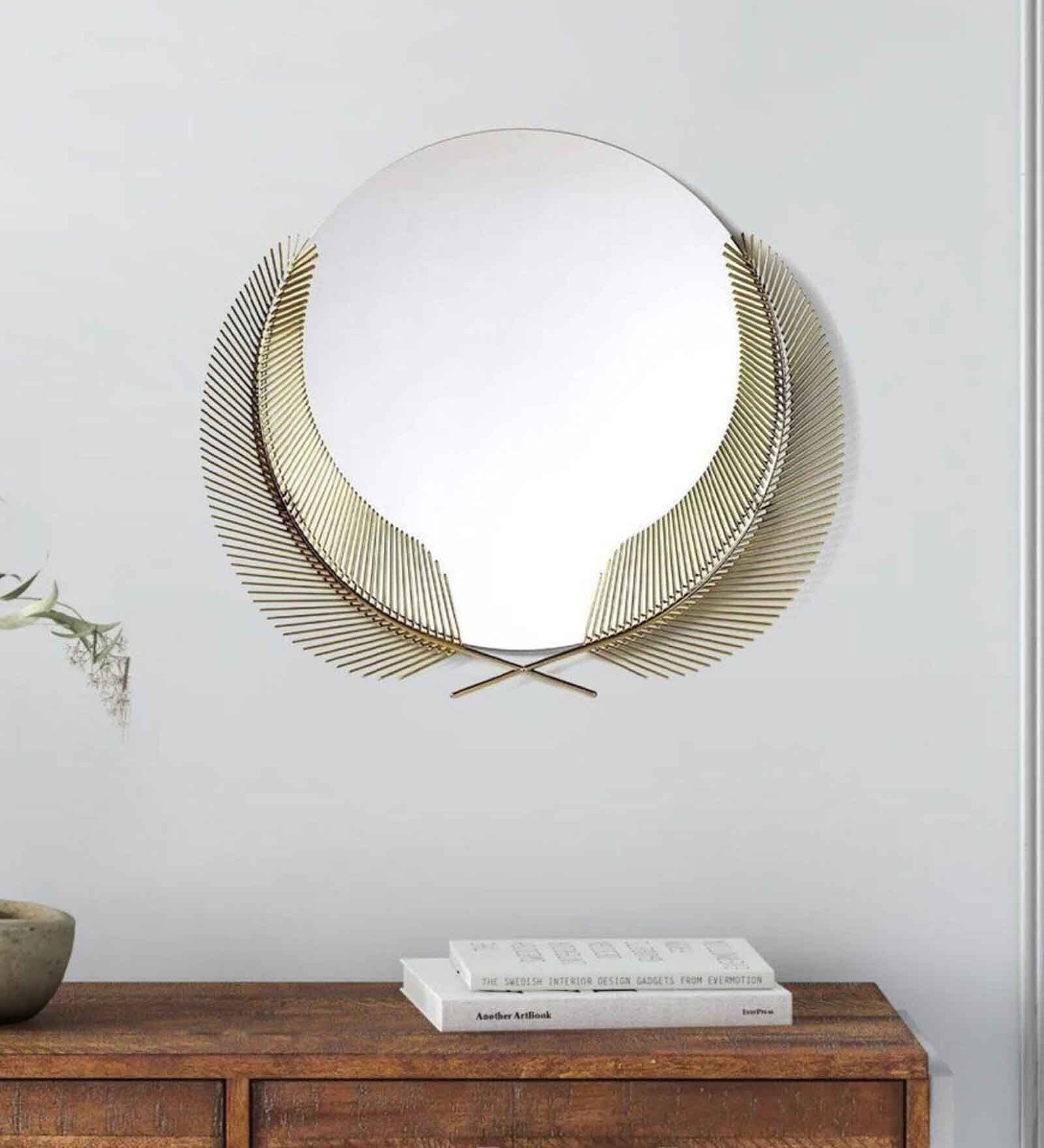 Buy Feather Wall Mirror 2 feet By Writings On The Wall Online