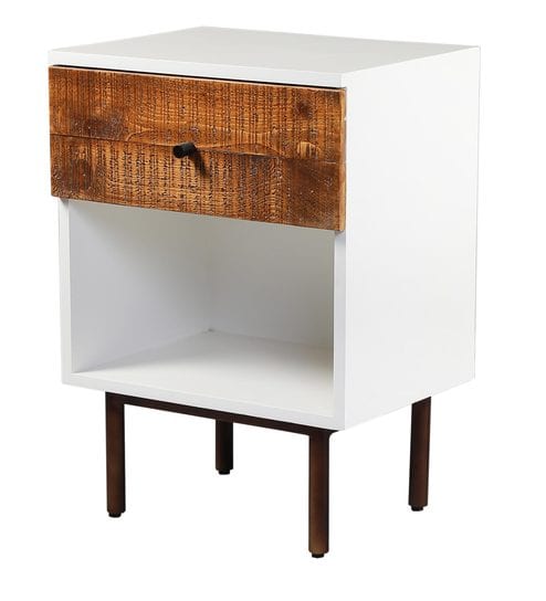 Buy Felix Bedside Table With Rustic Pine Wood By Asian Arts Online Contemporary Night Stands Tables Furniture Pepperfry Product