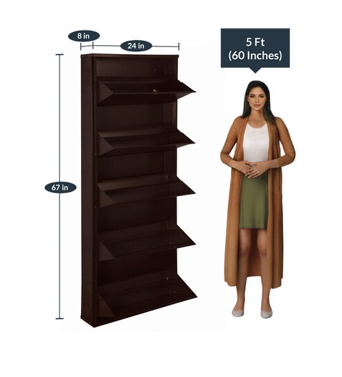 Buy 24 Inches Double Decker Two In One Shelf Five Door Shoe Rack In Coffee Brown Colour By Delite Kom Online Tilt Out Shoe Racks Shoe Racks Furniture Pepperfry Product