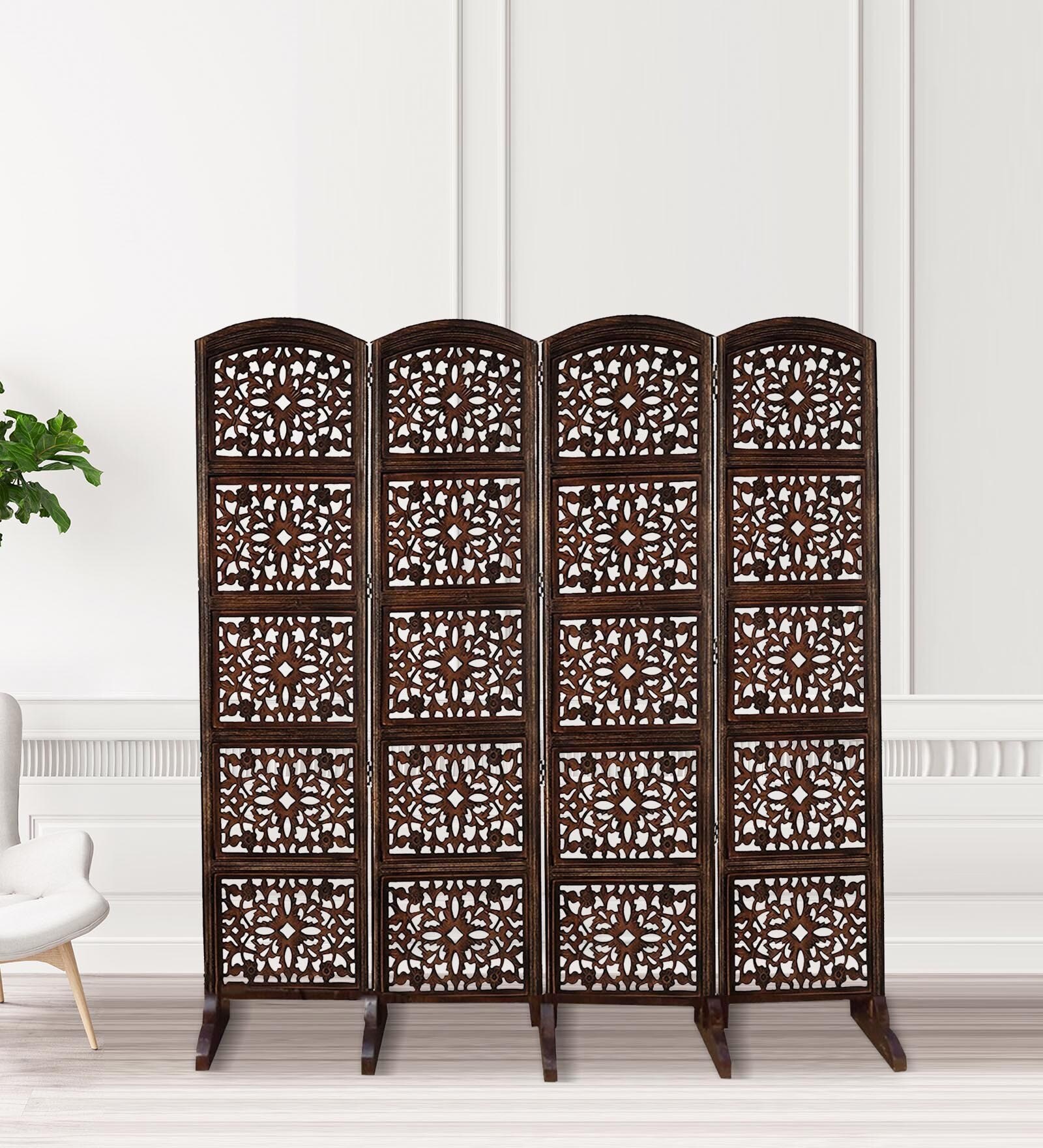 Buy Solid Wood Room Divider in Brown Colour by Aarsun Woods Online