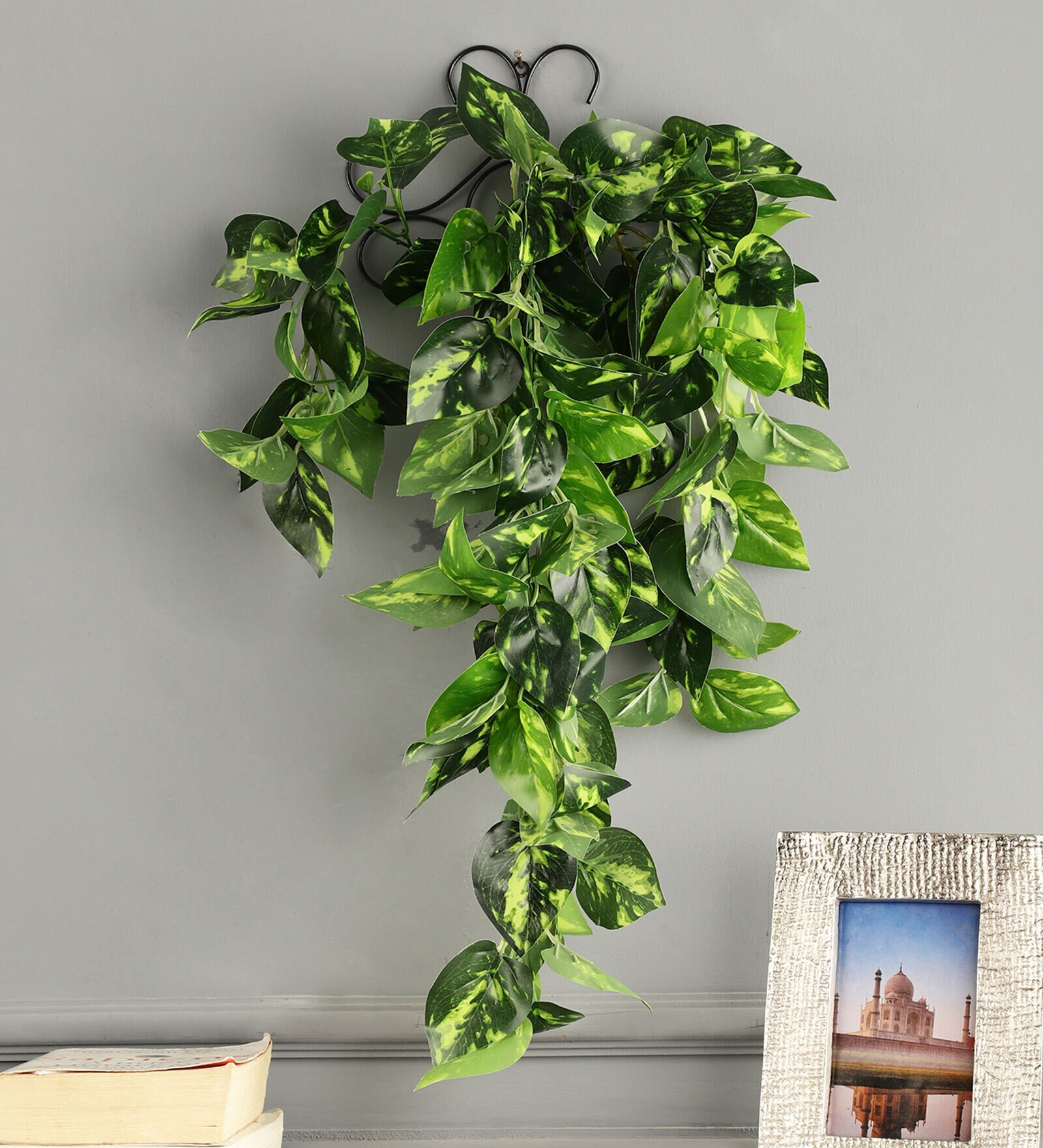 Buy Foliyaj Artificial Green Leaf Vine with Metal Wall Stand Online