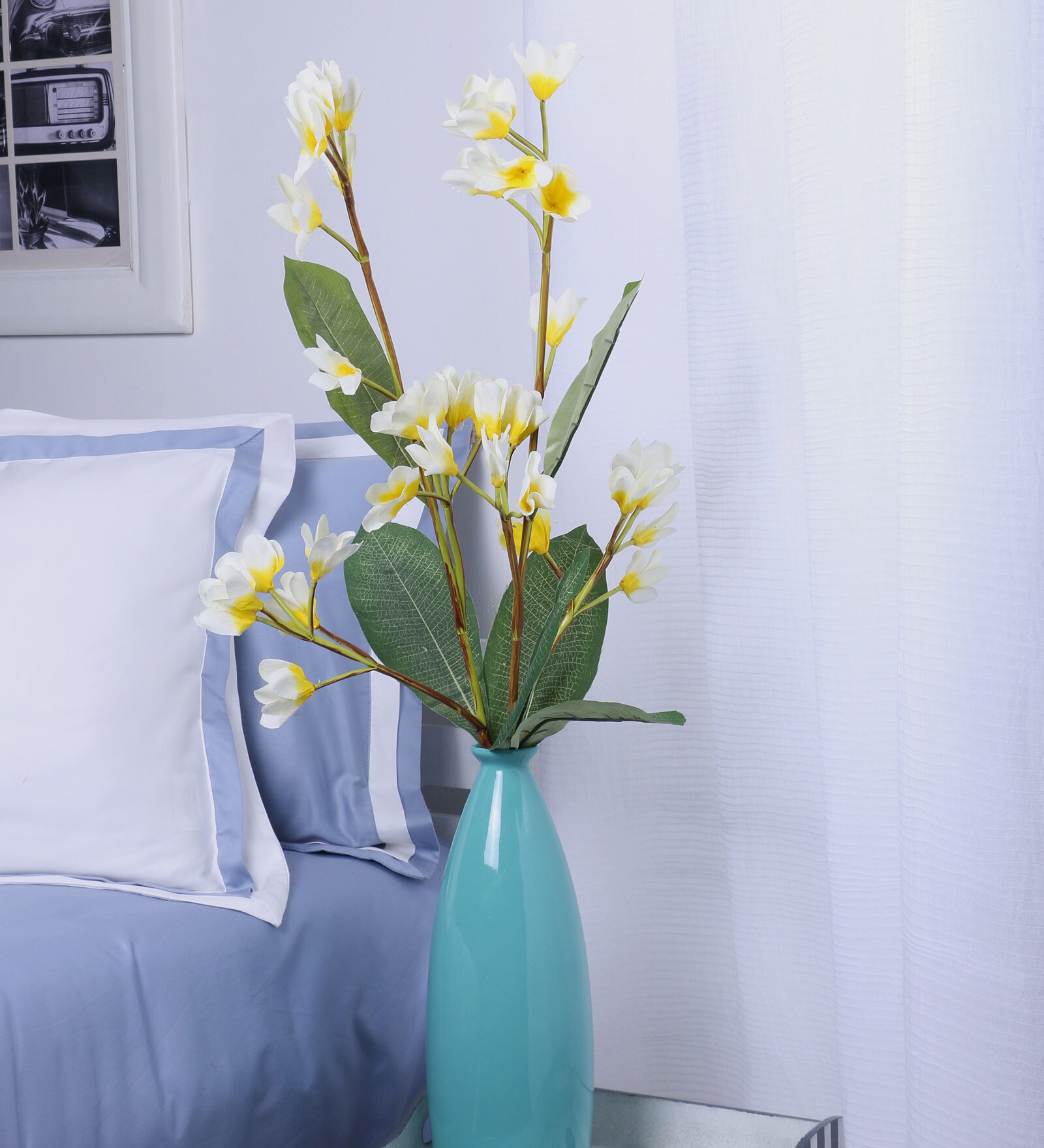 Buy White & Yellow Polyethylene Artificial Frangipani Flowers by